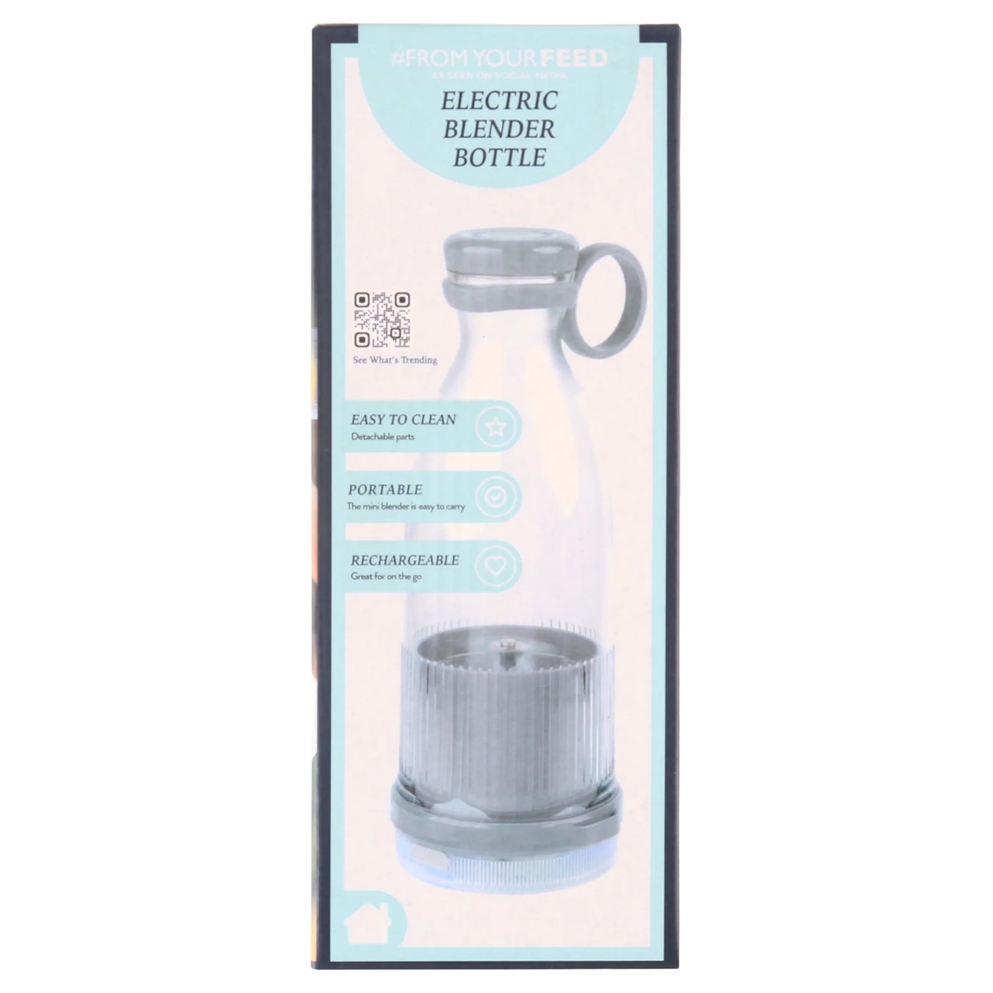 Compact Gray Portable Blender Bottle - Perfect for On-the-Go Smoothies!