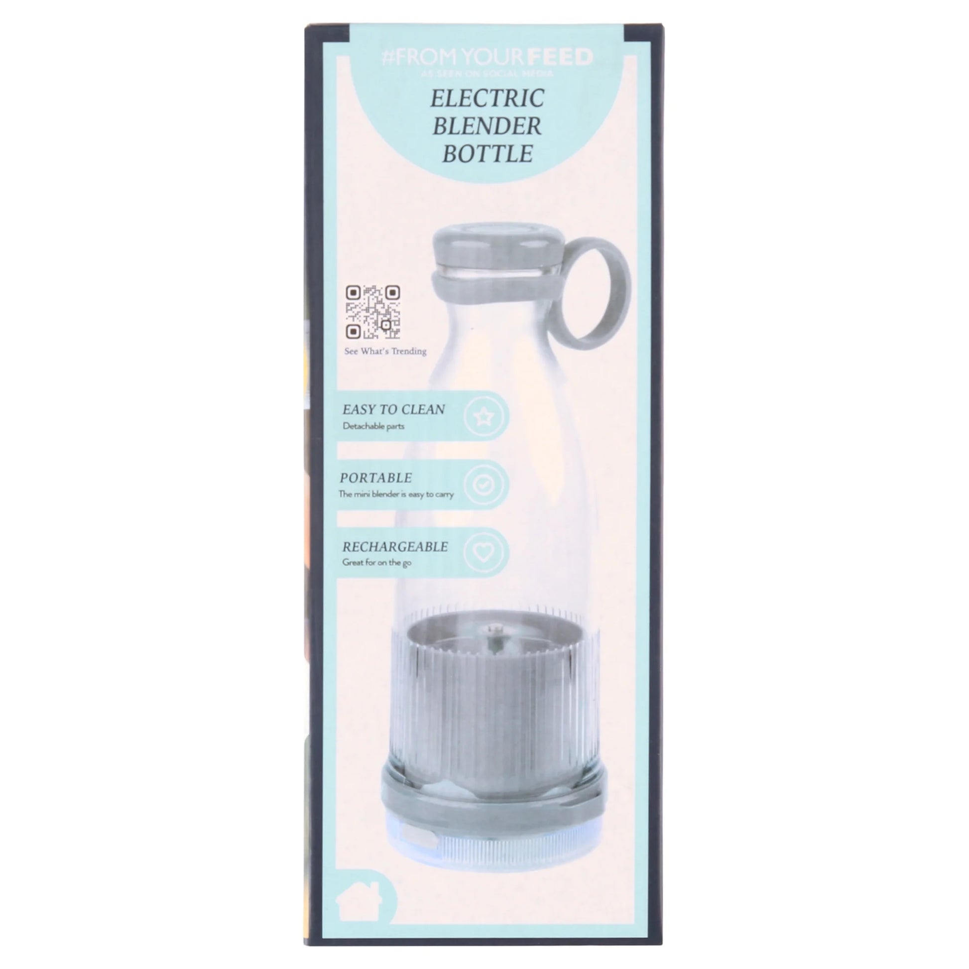 Compact Gray Portable Blender Bottle - Perfect for On-the-Go Smoothies!