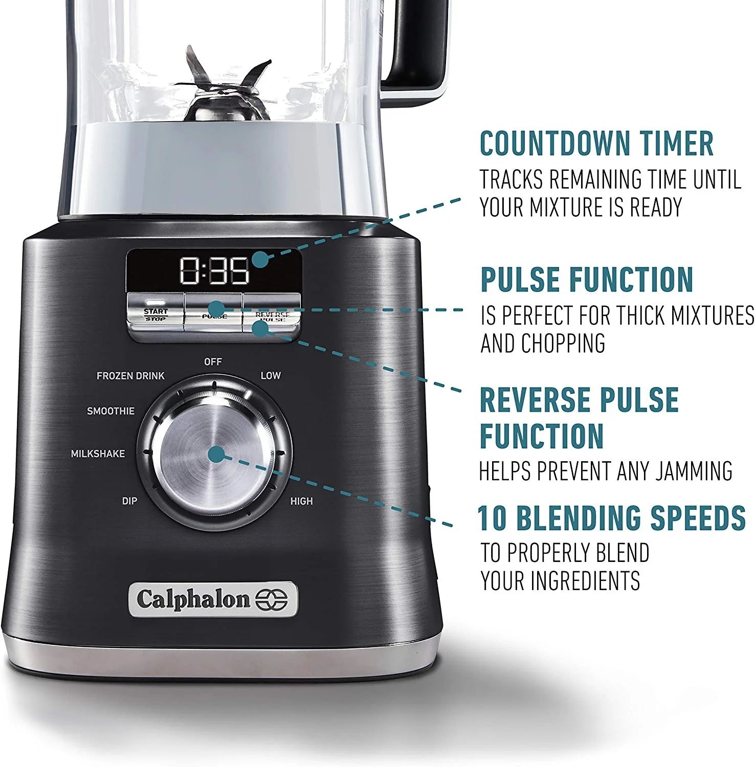Auto-Speed 2-Liter Blender with Blend-N-Go Smoothie Cup - Sleek Dark Stainless Steel Design