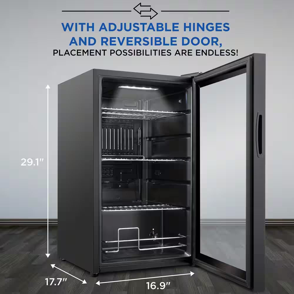 17 In. Single Zone 101-Cans Beverage Cooler in Black