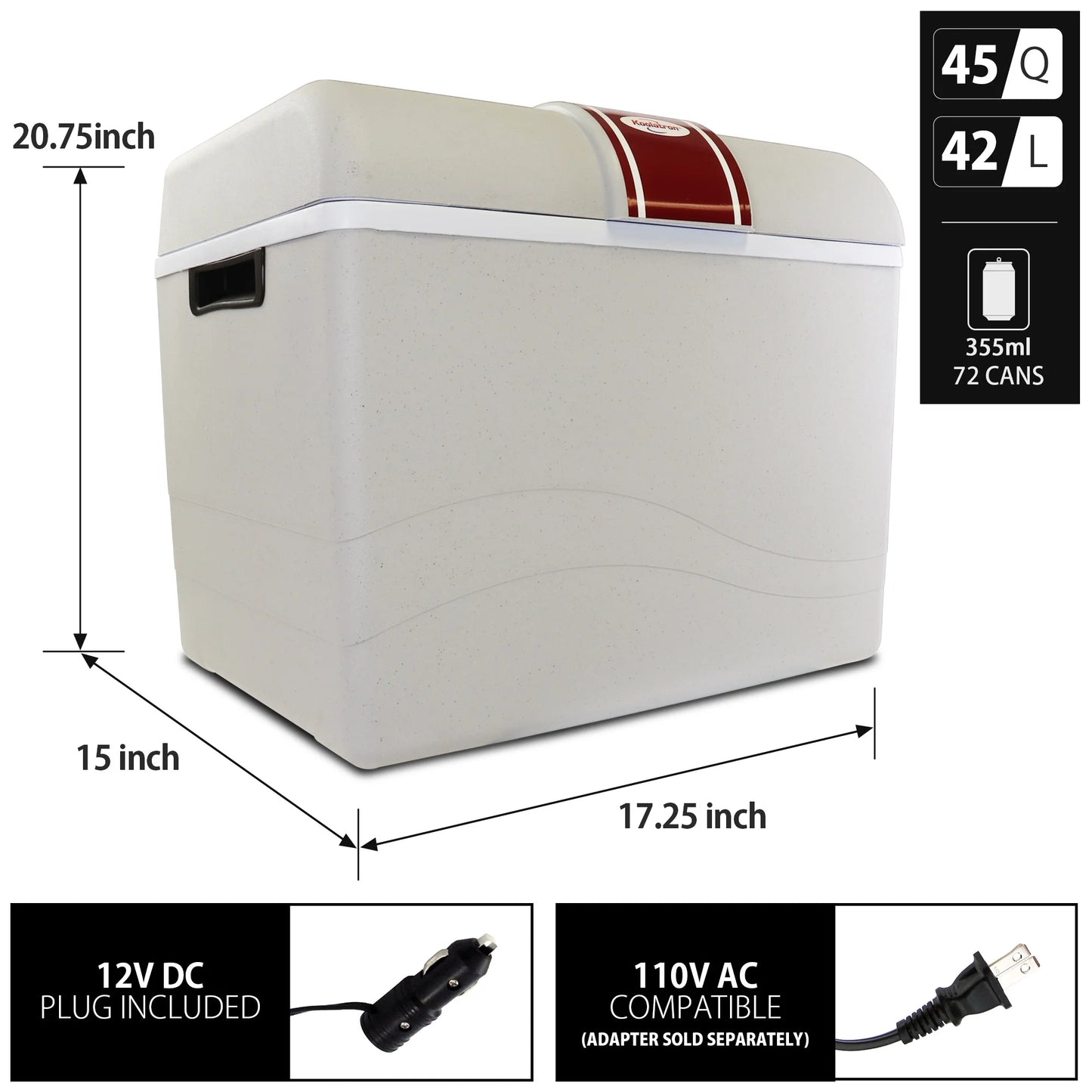 12V 42L Electric Cooler/Warmer - Versatile Two-Way Design in Sleek Gray