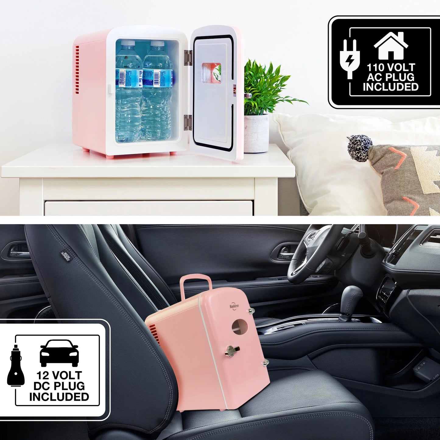 4L Retro Mini Fridge - Stylish Pink 12V DC & 110V Cooler for 6 Cans