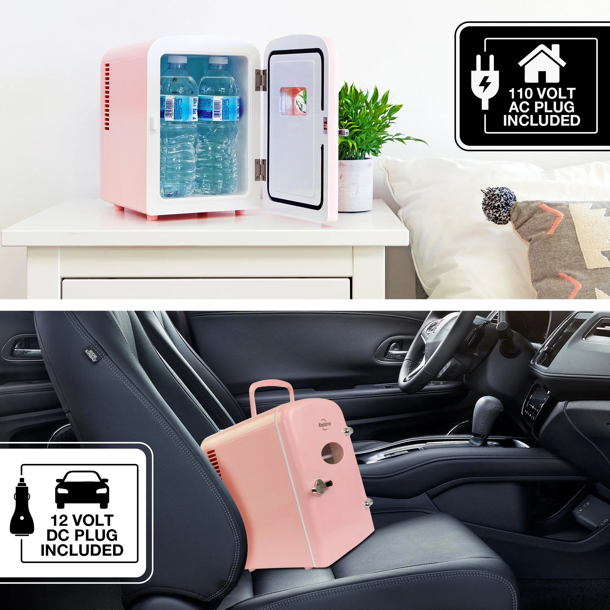 4L Retro Mini Fridge - Stylish Pink 12V DC & 110V Cooler for 6 Cans