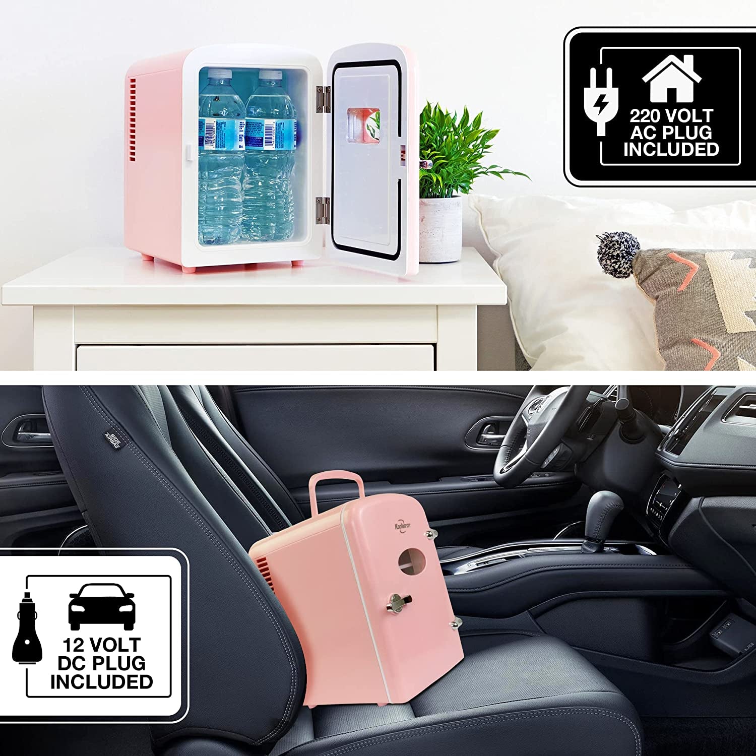 Mini Fridge - Portable 8 Can Beverage Cooler for Home, Office, Car, and Outdoor Use