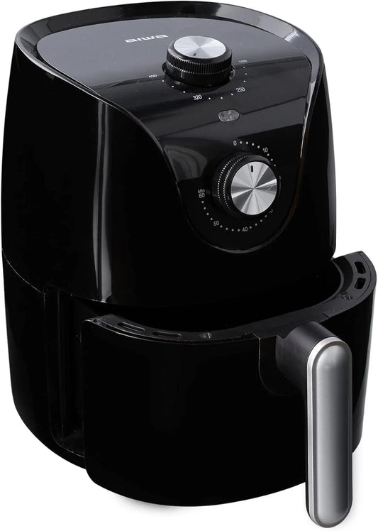 1200W Compact Air Fryer - 2.6 QT with 360° Convection Heating & 60-Minute Timer - Sleek Black Design