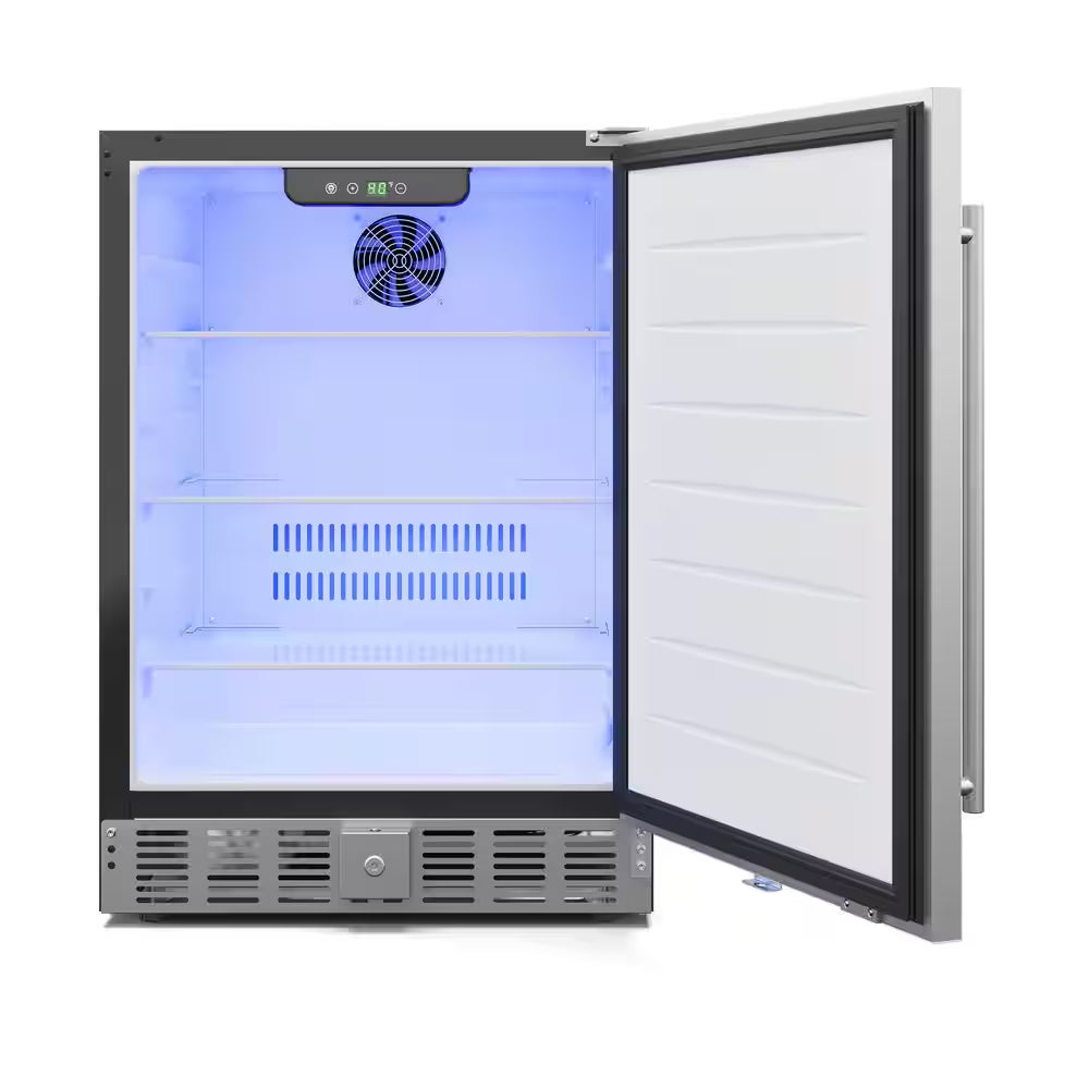 23.4 In. Stainless Steel, Solid-Door Built-In Mini Fridge without Freezer, 5 Cu. Ft.