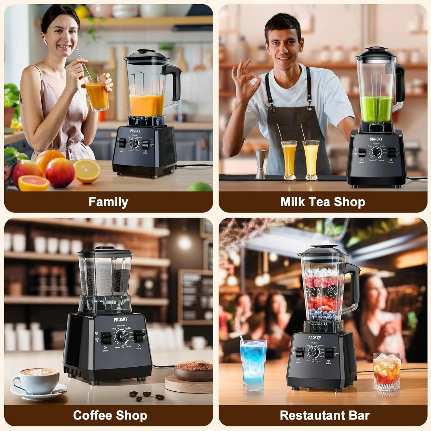 70Oz Countertop Blender - Powerful 1000W Motor with 6 Speed Settings for Effortless Blending (Black)