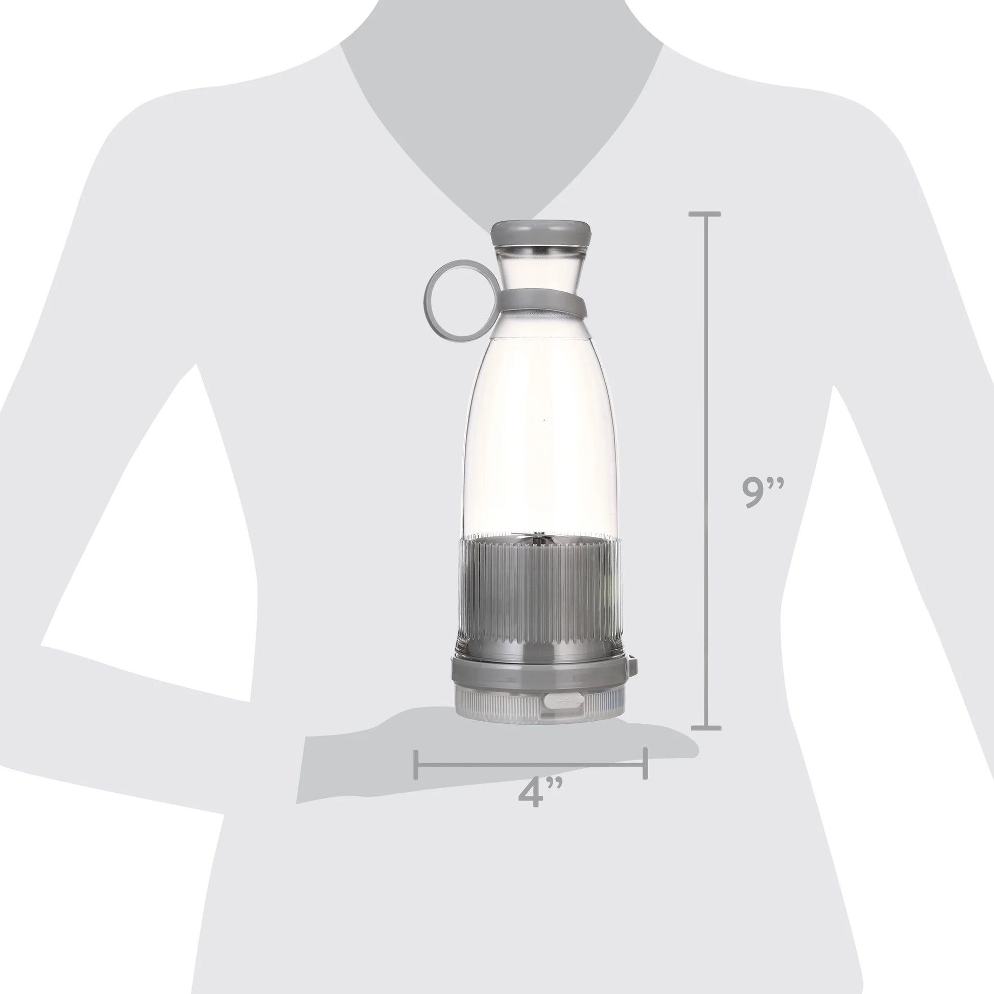 Compact Gray Portable Blender Bottle - Perfect for On-the-Go Smoothies!