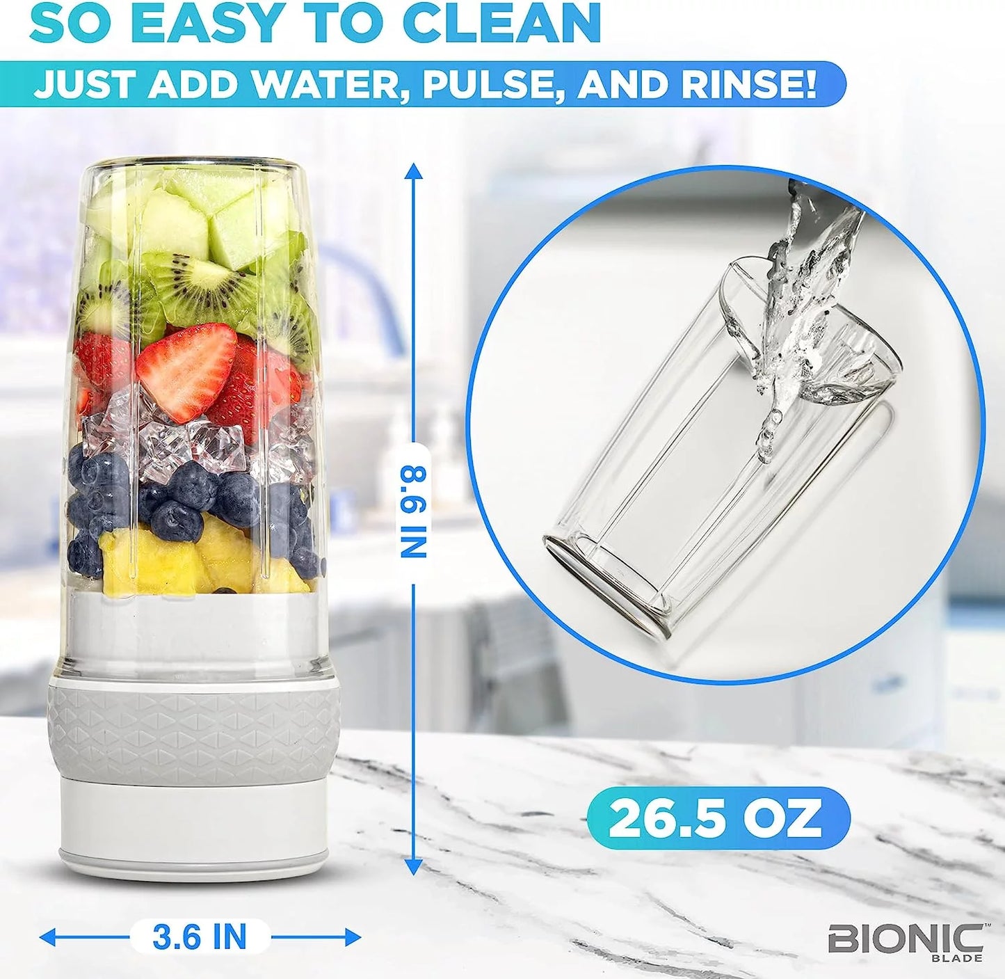 Bionic Blade Portable Rechargeable Smoothie Blender - Perfect for Juices, Protein Shakes, and Baby Food!