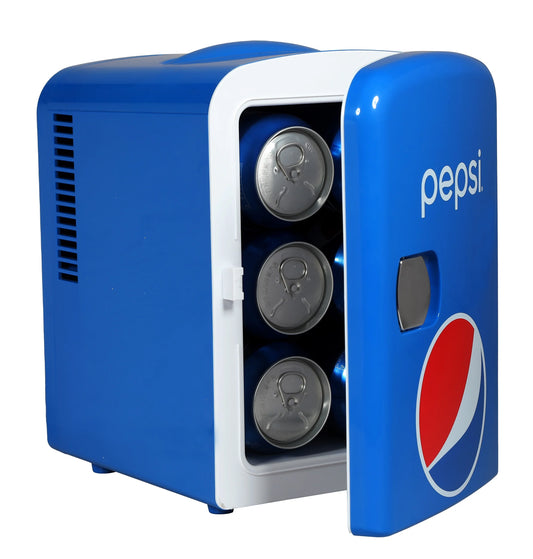 , 6 Can Mini Personal Fridge Cooler, Blue
