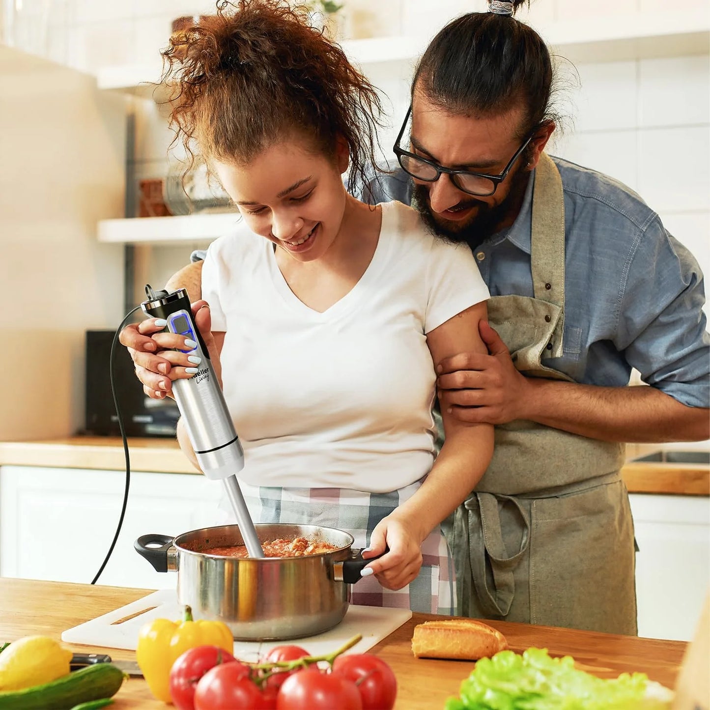 living 8-Speed Immersion Hand Blender - Powerful Stainless Steel Handheld Mixer with Turbo Mode