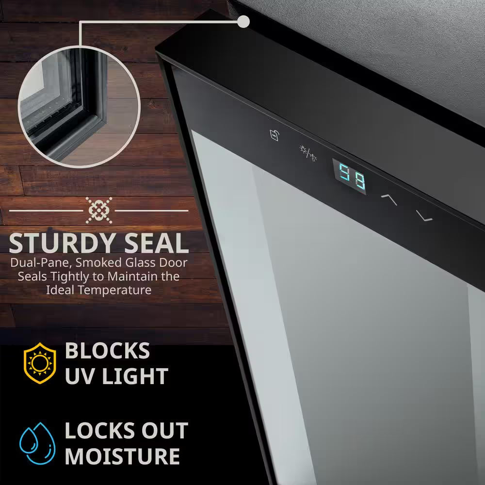 Single Zone 24-Bottle Freestanding Wine Cooler Refrigerator with Lock in Black