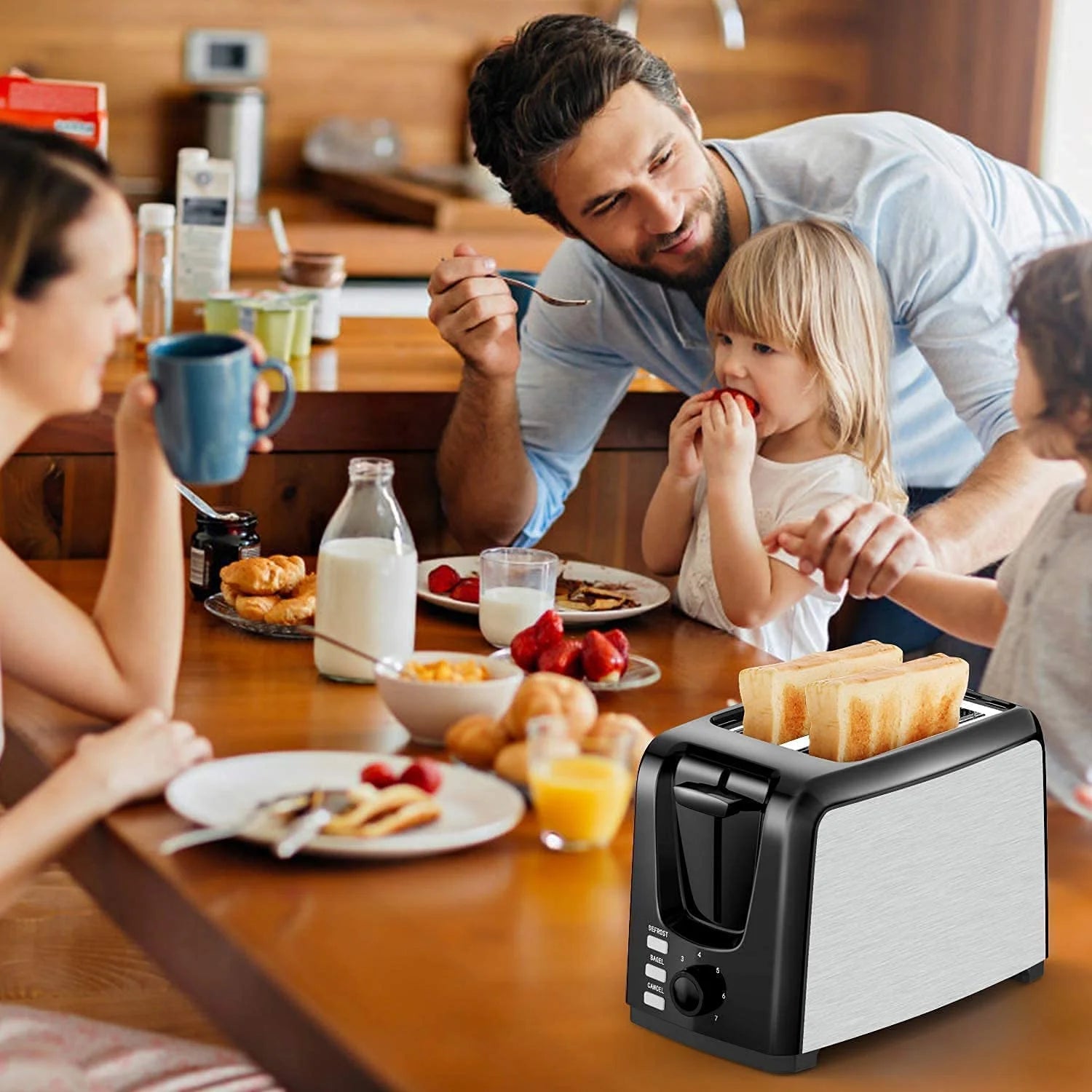 Toaster 2 Slice with 2 Wide Slots 7 Shade Settings and Removable Crumb Tray Black Bread Toaster