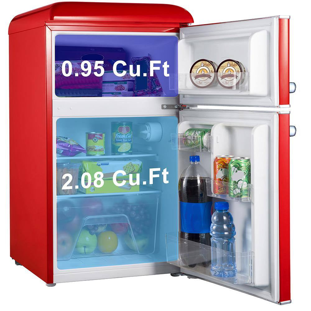 20 In. 3.1 Cu. Ft. Retro Top Freezer Refrigerator, Hot Rod Red, Energy Star