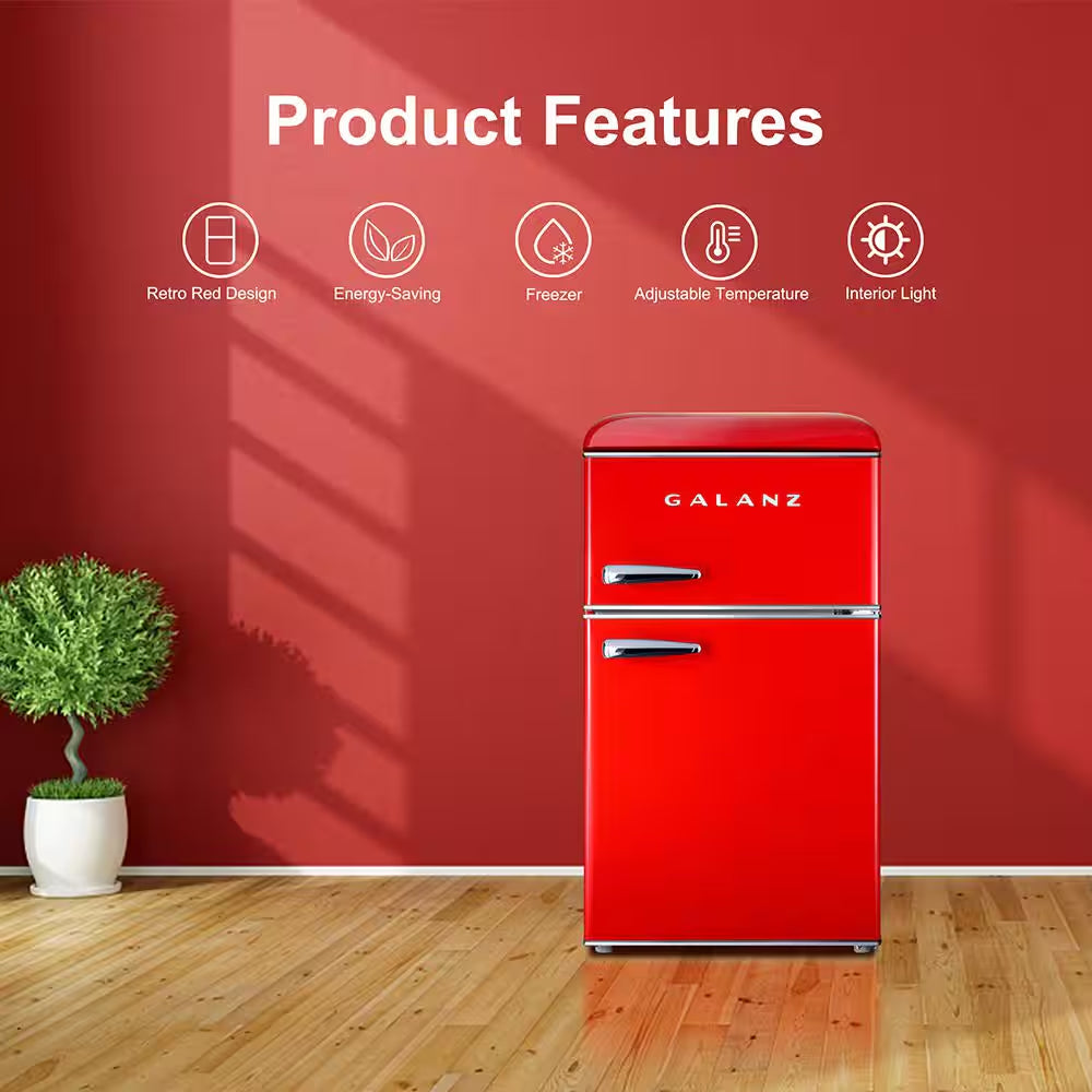 20 In. 3.1 Cu. Ft. Retro Top Freezer Refrigerator, Hot Rod Red, Energy Star