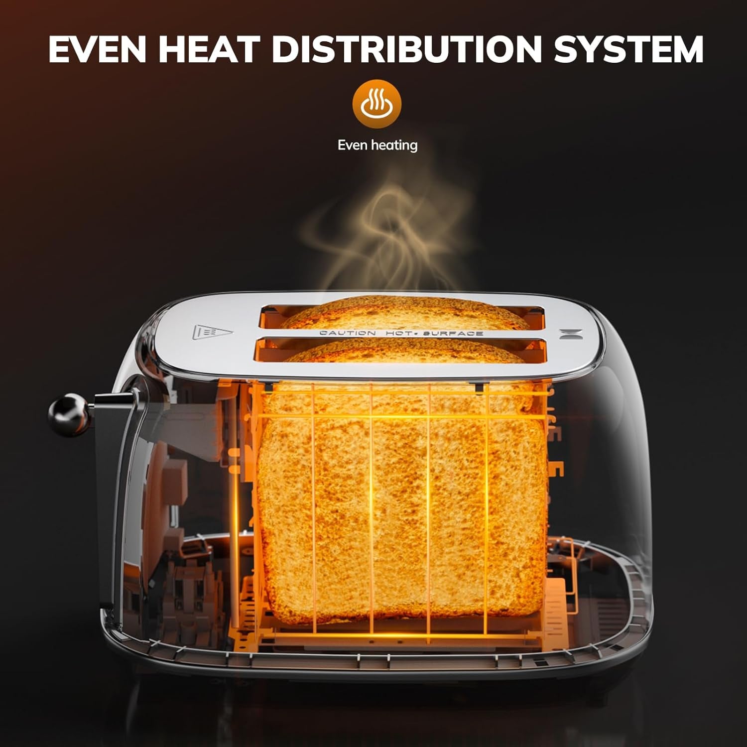 Retro Smart Touch Screen Toaster - 2 Slice Stainless Steel with 6 Browning Levels, Reheat & Defrost, Perfect for Bagels and Bread, Easy Clean Removable Crumb Tray - Beige