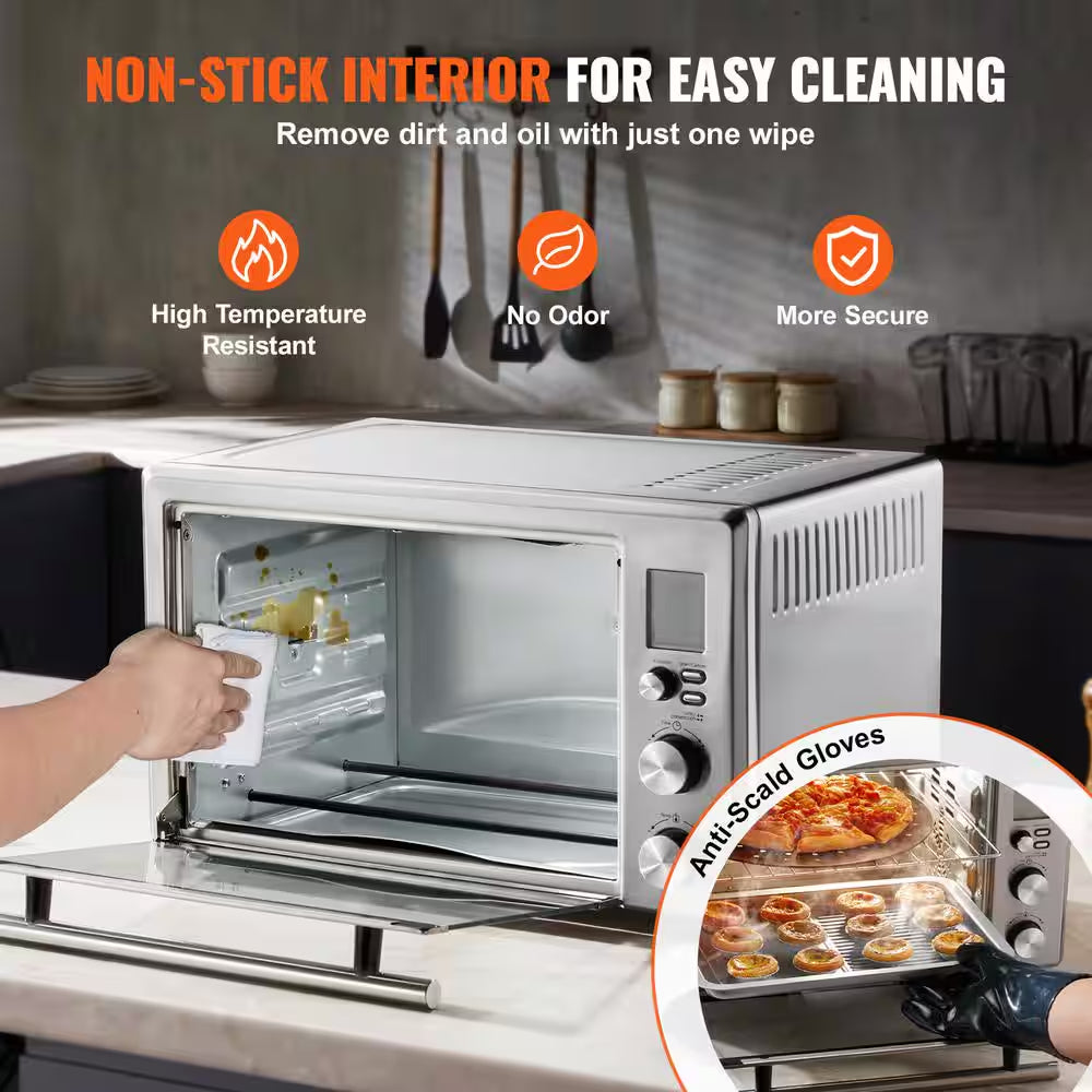 10-In-1 Convection Oven, 28L/30 Qt. Multifunctional Conventional Oven in Silver Countertop 1800-Watt 4-Tier Roaster Oven